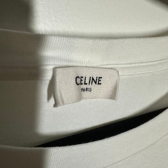 Celine Paris Small Logo White T-Shirt Men's Size XXL 100% Cotton - Picture 4 of 11